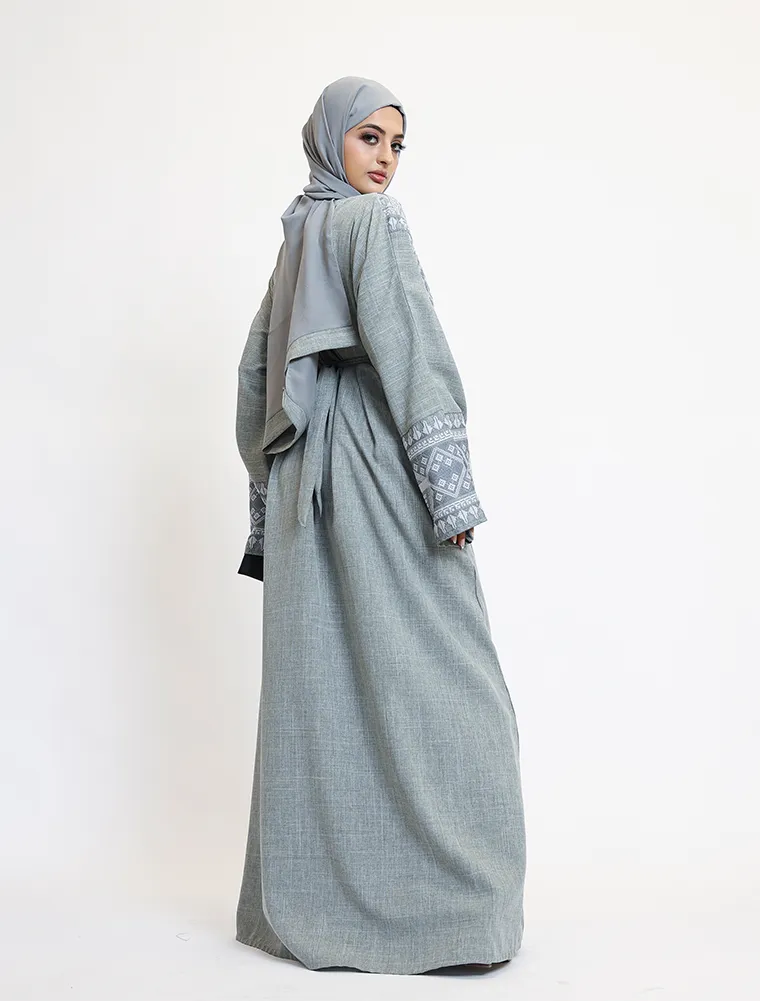 Sage 2 Piece Moroccan Embroidery Abaya