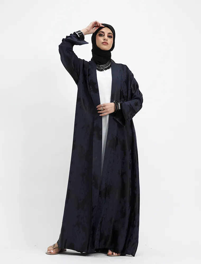 Navy Burmese Jacquard Abaya