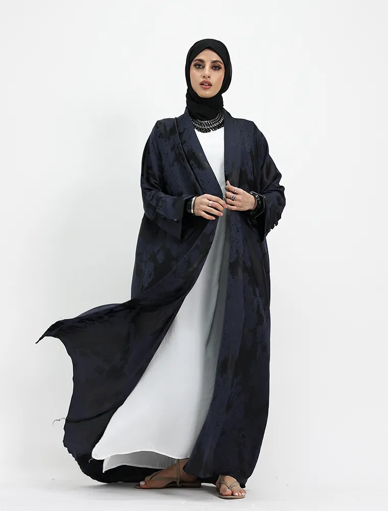 Navy Burmese Jacquard Abaya