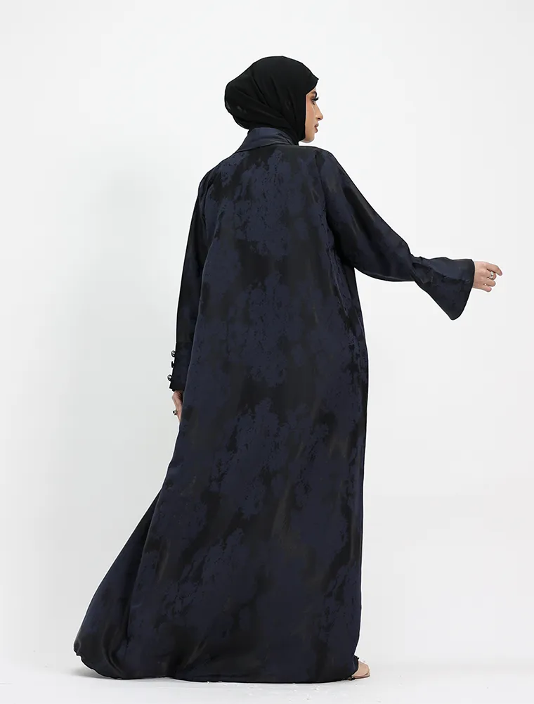 Navy Burmese Jacquard Abaya