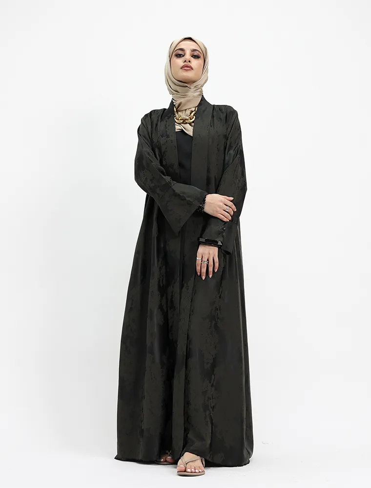 Olive Burmese Jacquard Abaya