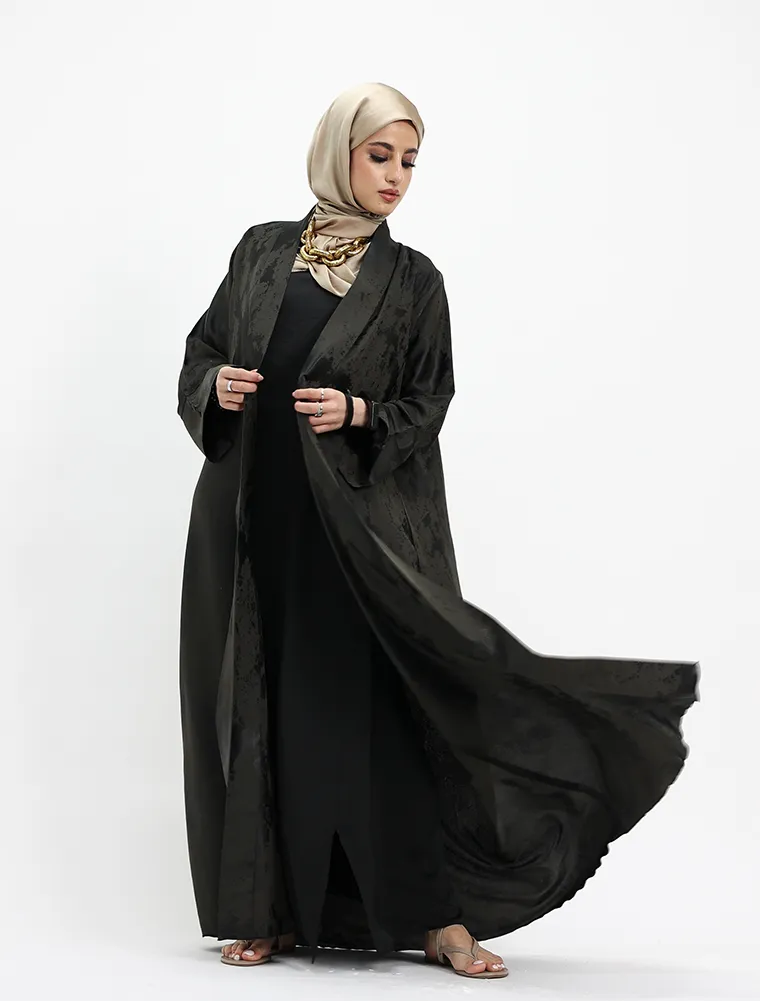 Olive Burmese Jacquard Abaya