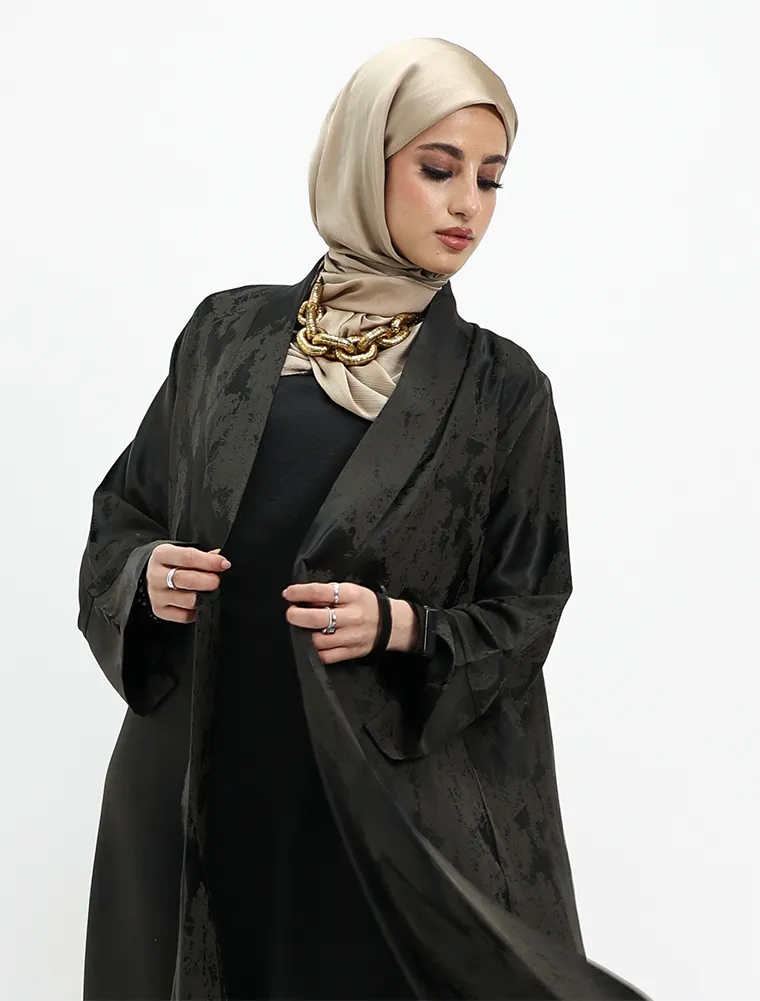 Olive Burmese Jacquard Abaya