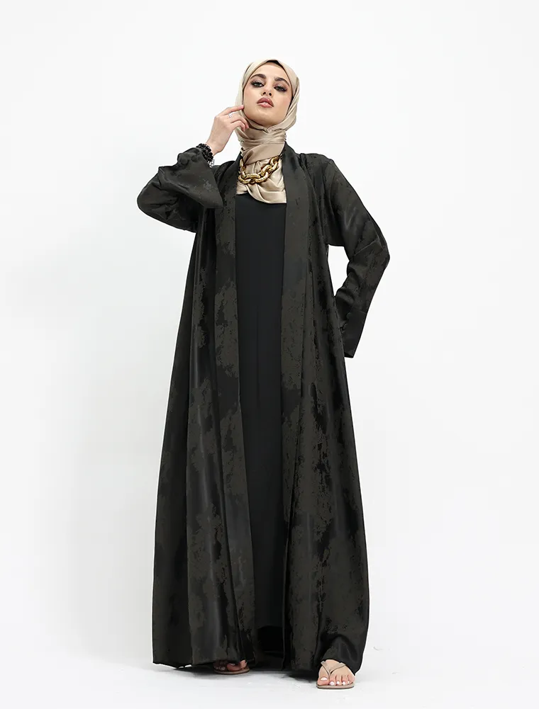 Olive Burmese Jacquard Abaya