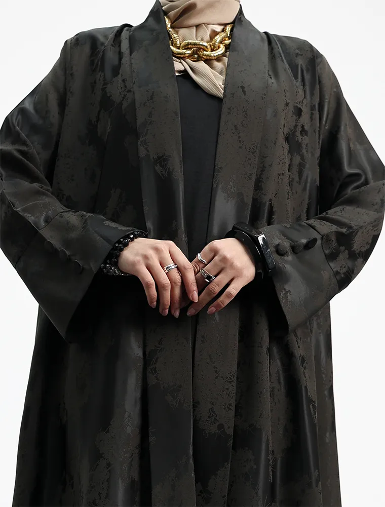 Olive Burmese Jacquard Abaya