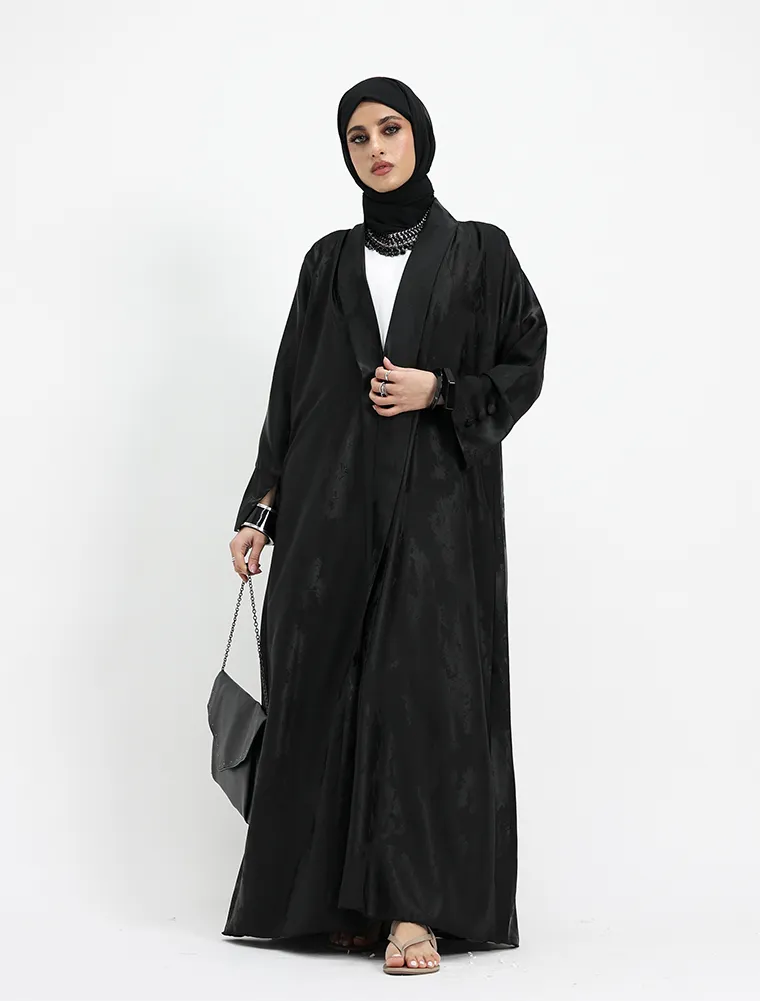 Black Burmese Jacquard Abaya