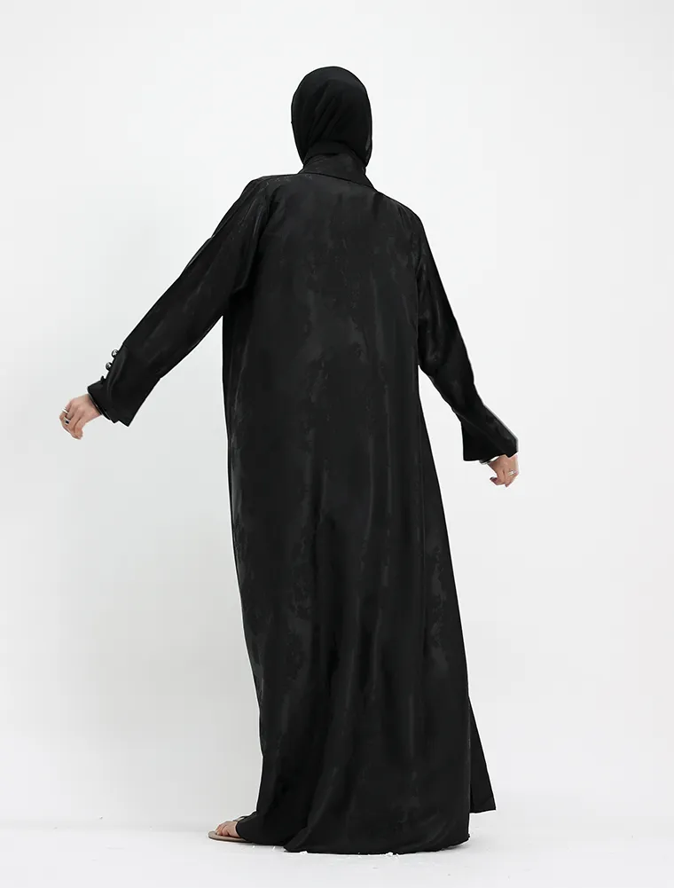 Black Burmese Jacquard Abaya