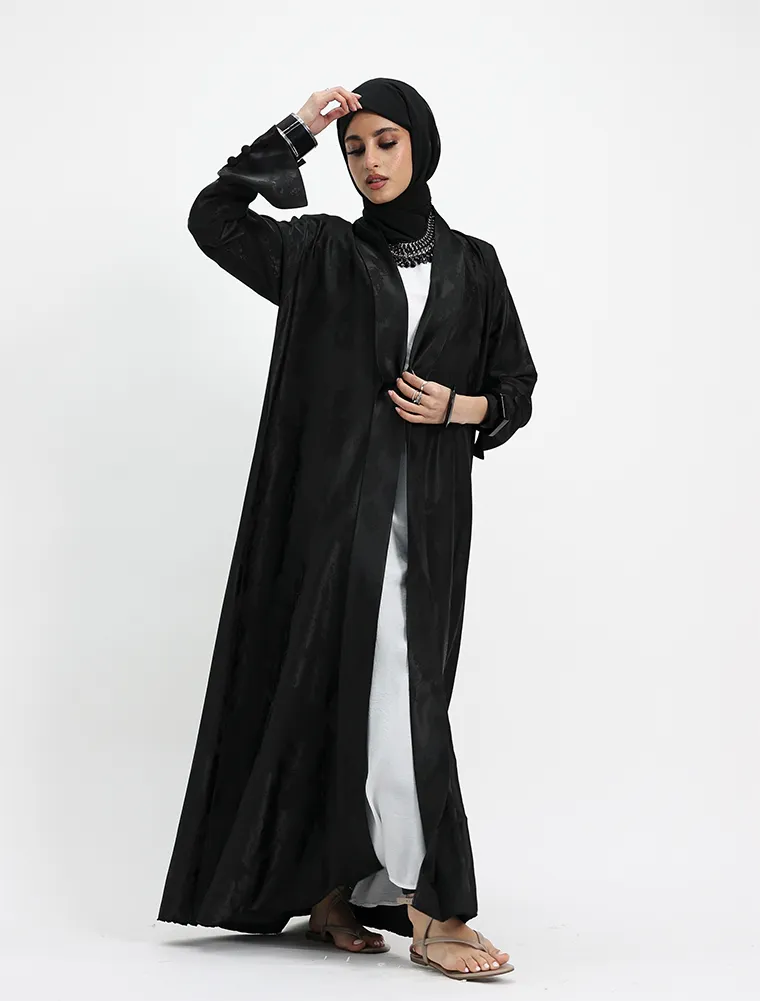 Black Burmese Jacquard Abaya