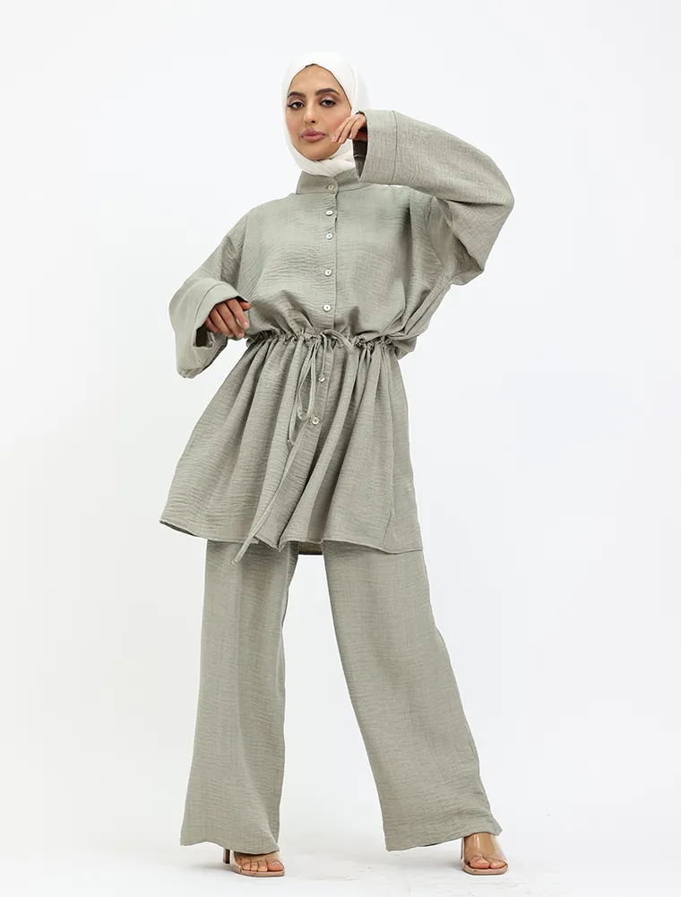 Linen Feel Drawstring Co Ord Set @£34.99