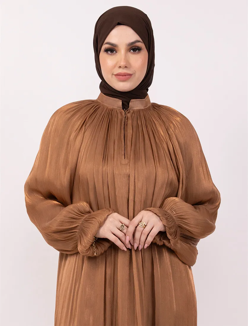 Rust Organza Umbrella Abaya