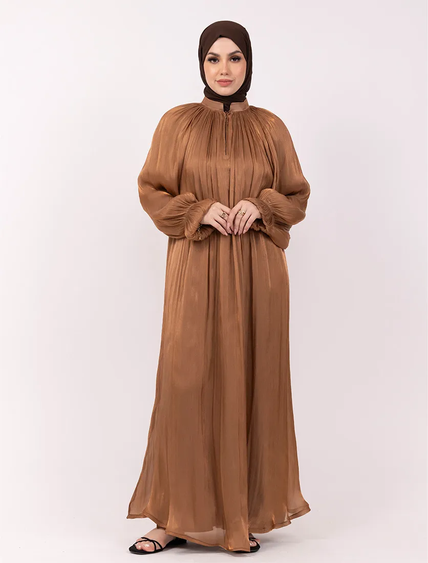Rust Organza Umbrella Abaya