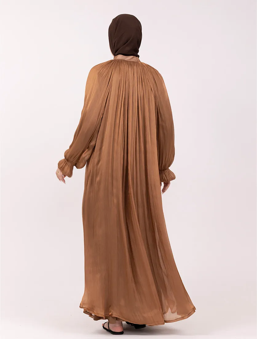 Rust Organza Umbrella Abaya
