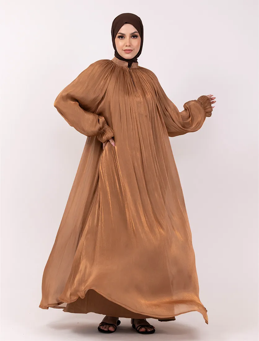 Rust Organza Umbrella Abaya