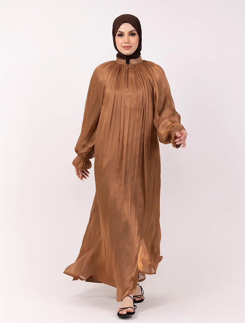 Rust Organza Umbrella Abaya
