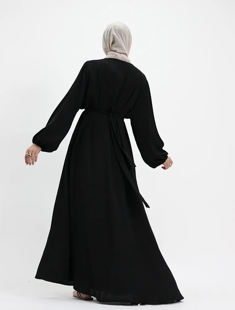 Black Winter Crepe Essential Abaya