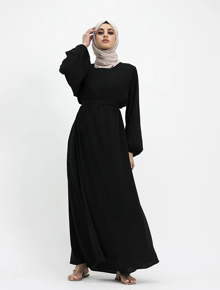 Black Winter Crepe Essential Abaya