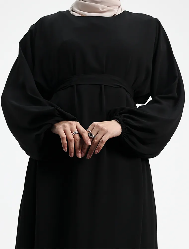 Black Winter Crepe Essential Abaya