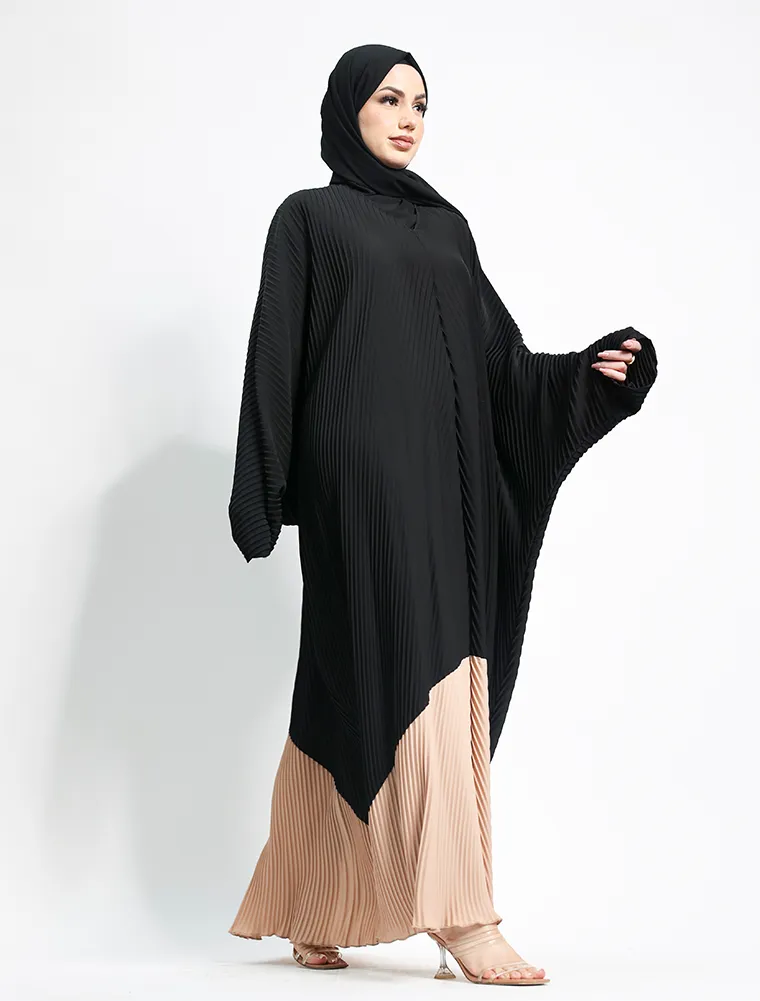 Beige Pleated Batwing