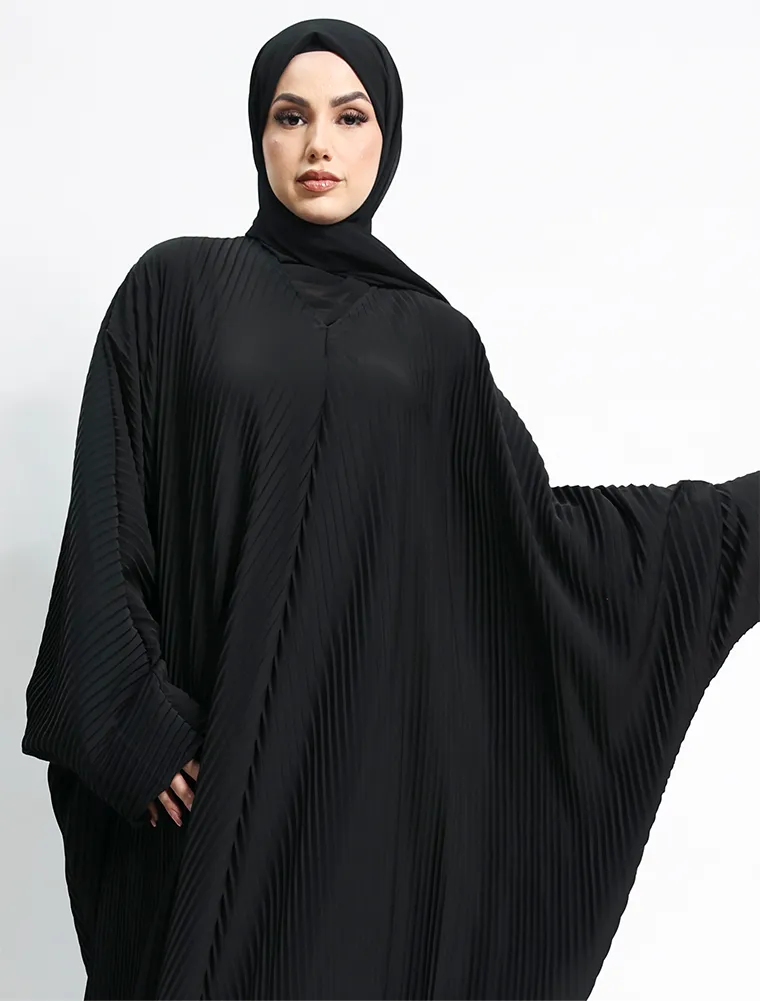Beige Pleated Batwing