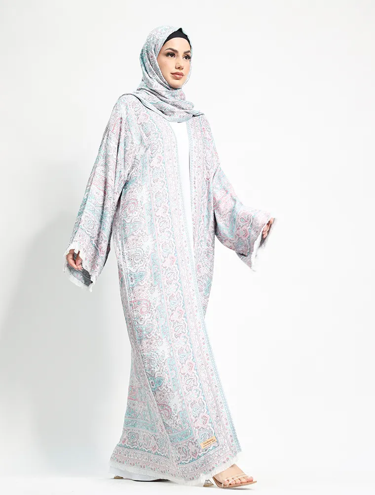 Aqua Pashmina Kimono Abaya