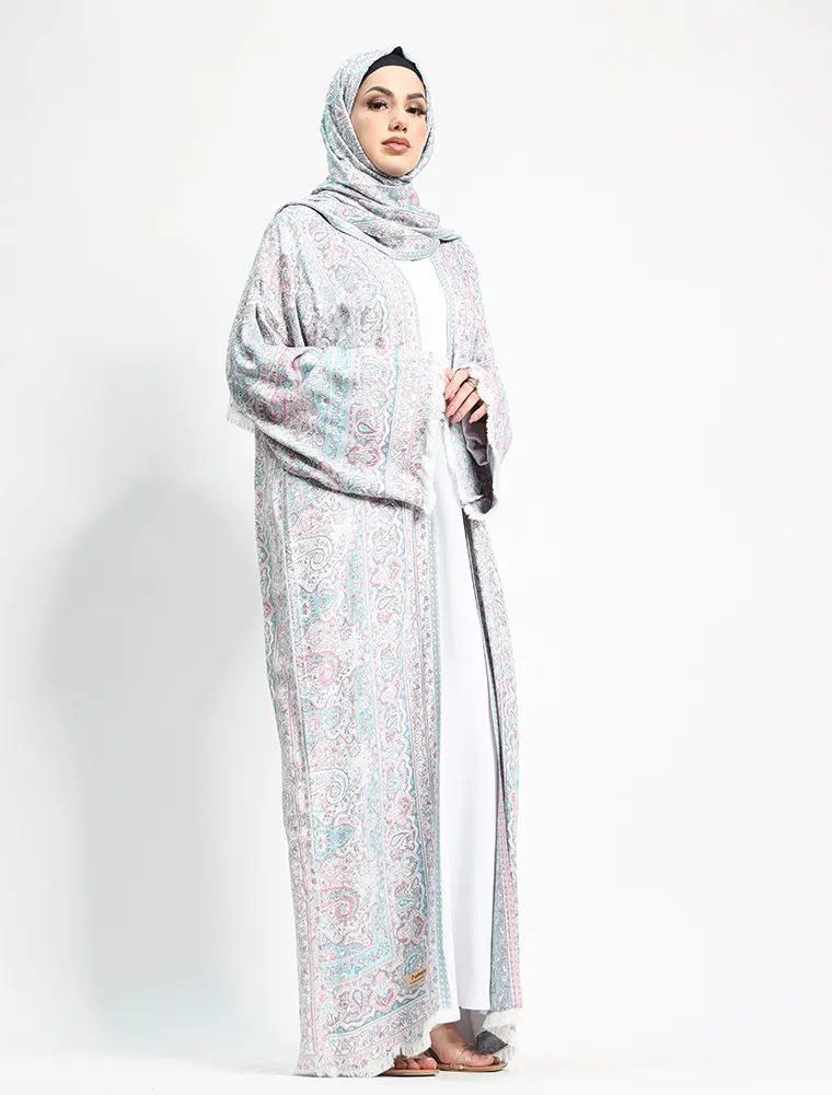 Aqua Pashmina Kimono Abaya
