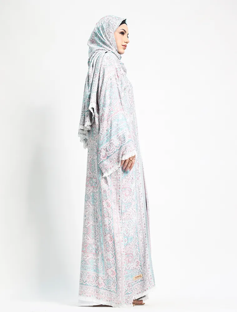 Aqua Pashmina Kimono Abaya