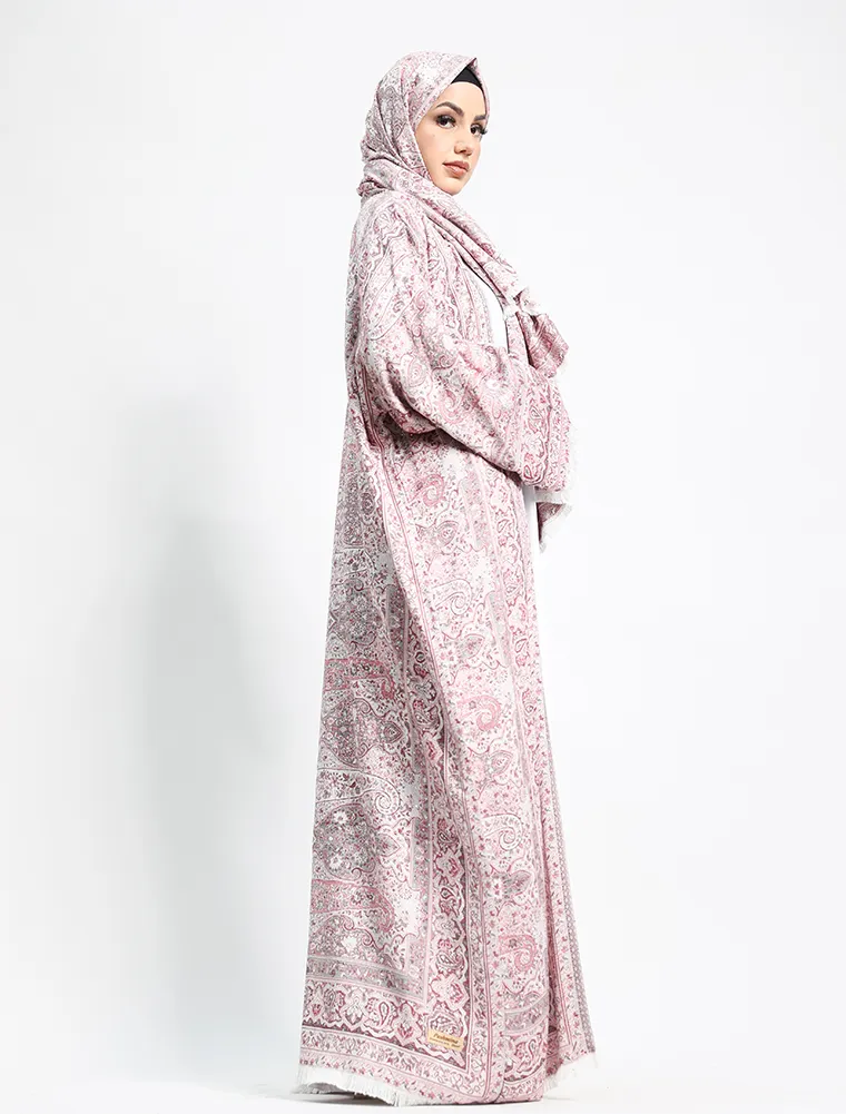 Pink Pashmina Kimono Abaya