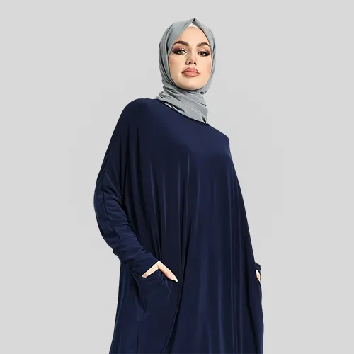 Navy Batwing Jersey Abaya