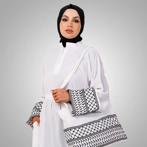 White Keffiyeh Basic Abaya